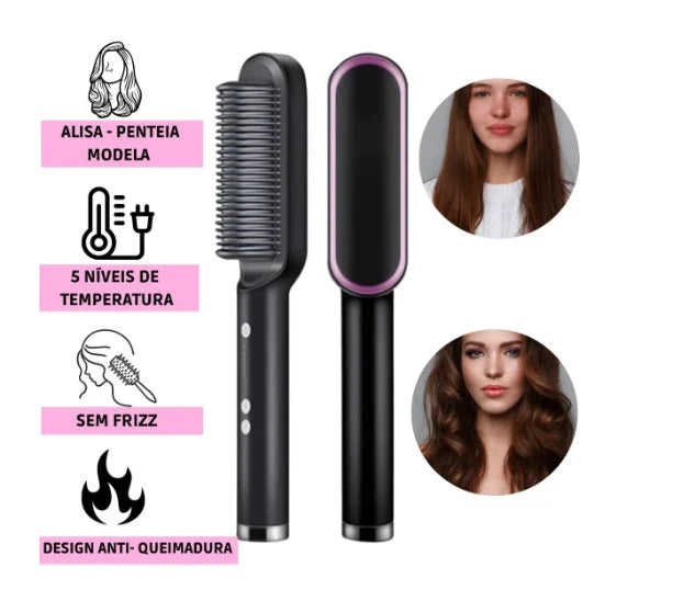 Escova De Cabelo Elétrica Pente De Aquecimento Para Alisador bivolt