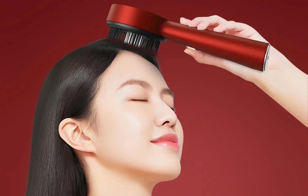 Vibração elétrica massagem pente, luz vermelha, cabelo folículo pente, óleo do couro cabeludo, aplicador líquido, cabeça massageador, crescimento do cabelo, anti perda